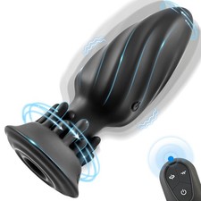 Anal Plug Prostate Massager for Men with 10 Rotation & Vibration Modes Black