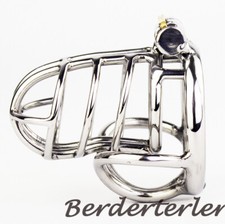 Male Stainless Steel Cage With Scrotum Ring Male Chastity Belt Device Lock Ring