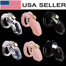 Plastic Chastity Device Male Small/Large Chastity Cage Men's Locking Belt CB6000