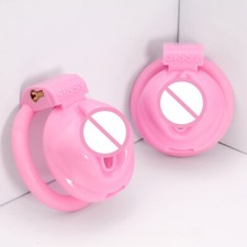 Male Sissy Pink Chastity Cage Small Chastity Devices Binding Locks Slave Rings